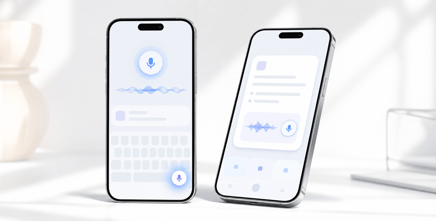 Two lightweight mobile devices showing a TalkDo voice workflow for iPhone and iPad use